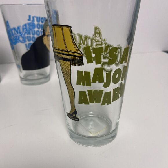 A Christmas Story Pint Glasses Set 3 Leg Lamp Tongue On Ice You’ll Shoot Eye Out - Picture 8 of 9